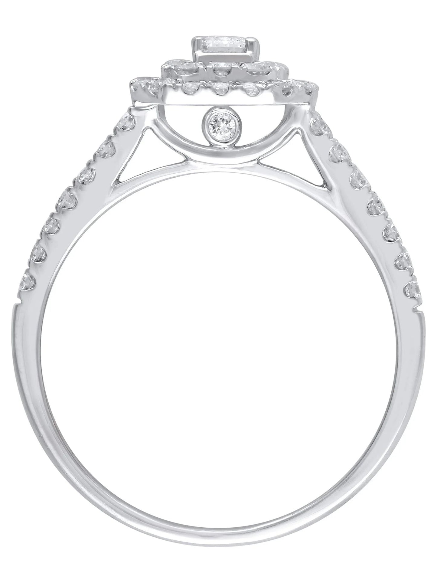1 Carat T.W. (I2 Clarity, H-I Color)  Emerald Cut Diamond Engagement Ring in 10Kt White Gold, Size 9
