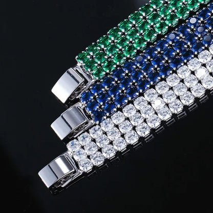 CANDICE Exquisite Hand-Inlay 3 Rows Round Cut Shining CZ Silver Plating Wide Bracelets Bangles High Quality Female Wedding Party Jewelry