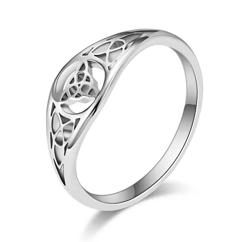 Women Men Viking Celtic Triquetera Knot Ring Titanium Stainless Steel Hollow Out Eternity Eternal Irish Celtic Knot Rings Engagement & Wedding Band US Size 6-11 Silver / Black / Rose Gold