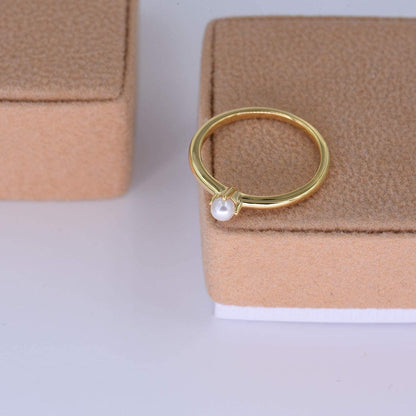18K Gold Vermeil Tiny Pearl Ring