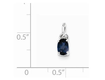 2/3 Carat (Ctw) Natural Blue Sapphire Drop Pendant Necklace in Sterling Silver with Chain