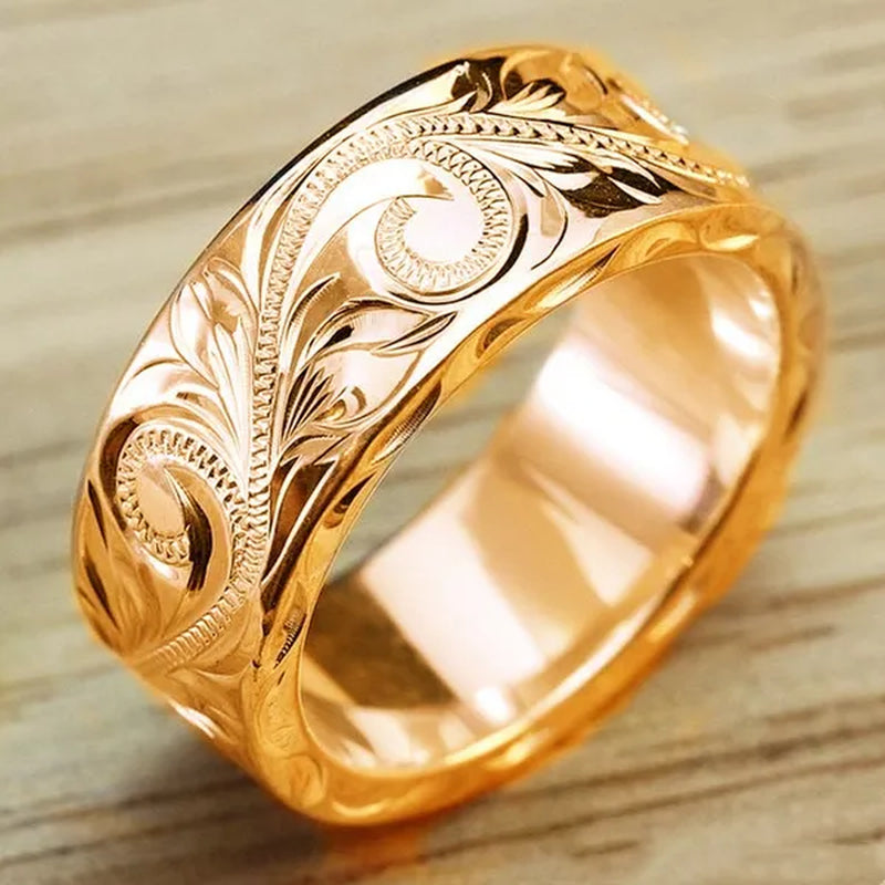 Personality Women's Fashion Exquisite Ring Carved Flower Jewelry for Women Stackable Rings Beautiful Ladies Proposal Engagement Party Accessories Elegant Bride Wedding Band Anniversary Gift Size 4-12 Bague Femme