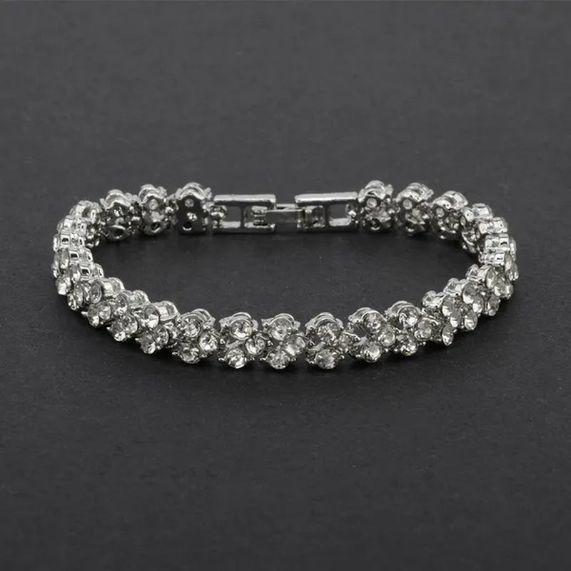 Hip Hop Bling Iced Out Cubic Zirconia Charm Bracelet Gold Silver Tennis Chain Bracelets Women 3 Row Link Chain Jewelry