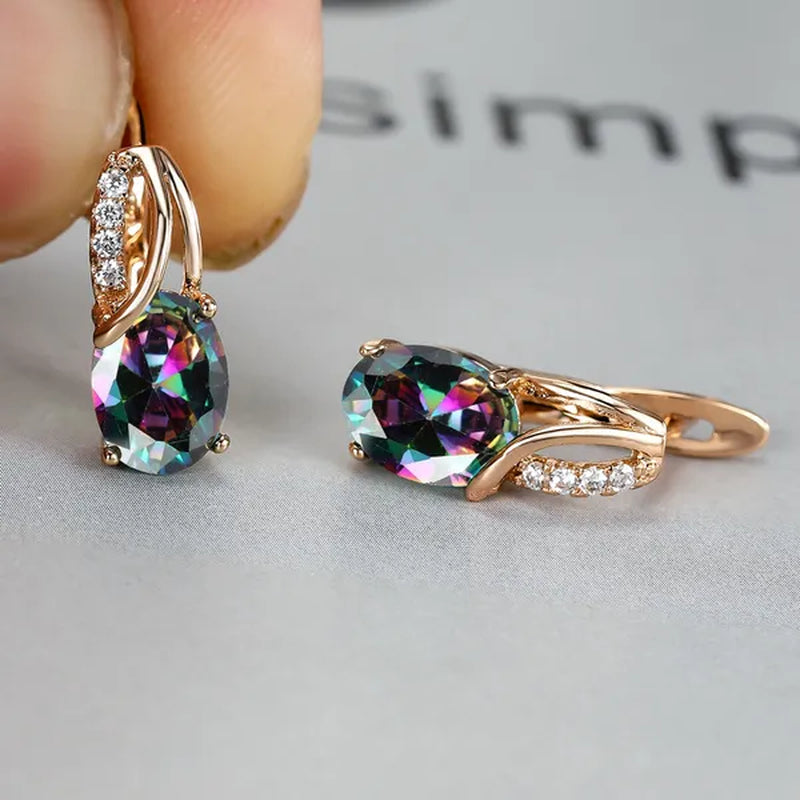 Stylish Oval Cut Aquamarine Emerald Sapphire Garnet Gemstone Hook Earrings 14K Gold Filled Multicolor Birthstone Diamond Bride Wedding Jewelry Gifts