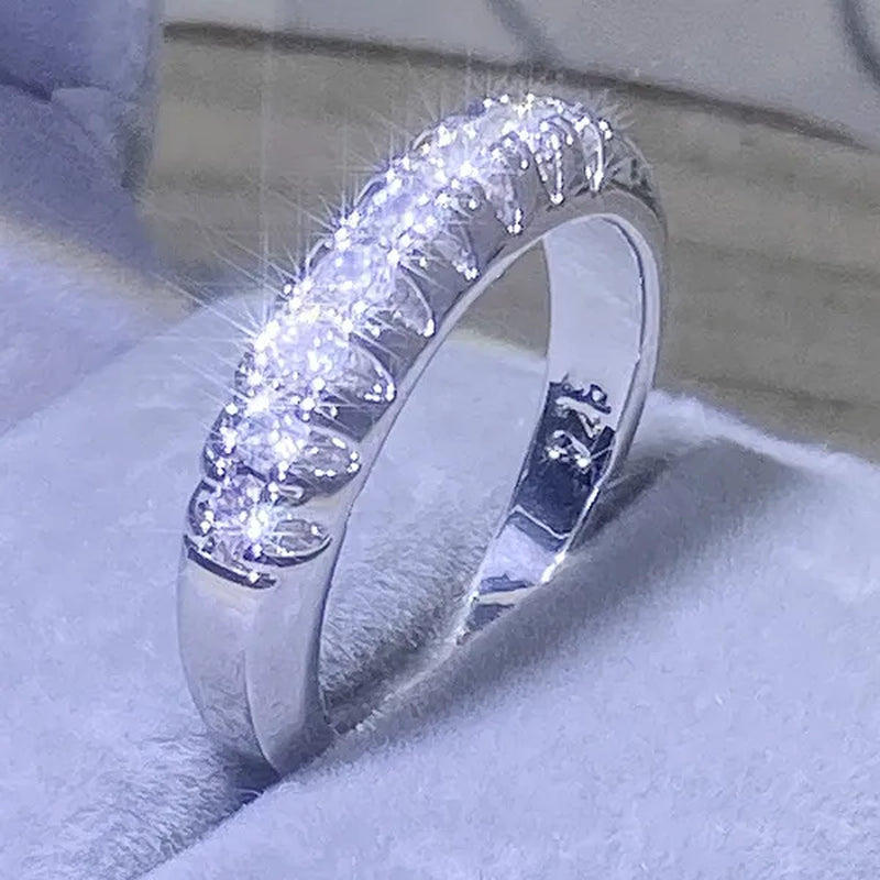 Luxury  silver /18K Gold Ring  925 Sterling Silver Womens Ring  White Sapphire Wedding Band Engagement Diamond Ring Fine Jewelry Christmas Gift Size:6 7 8 9 10