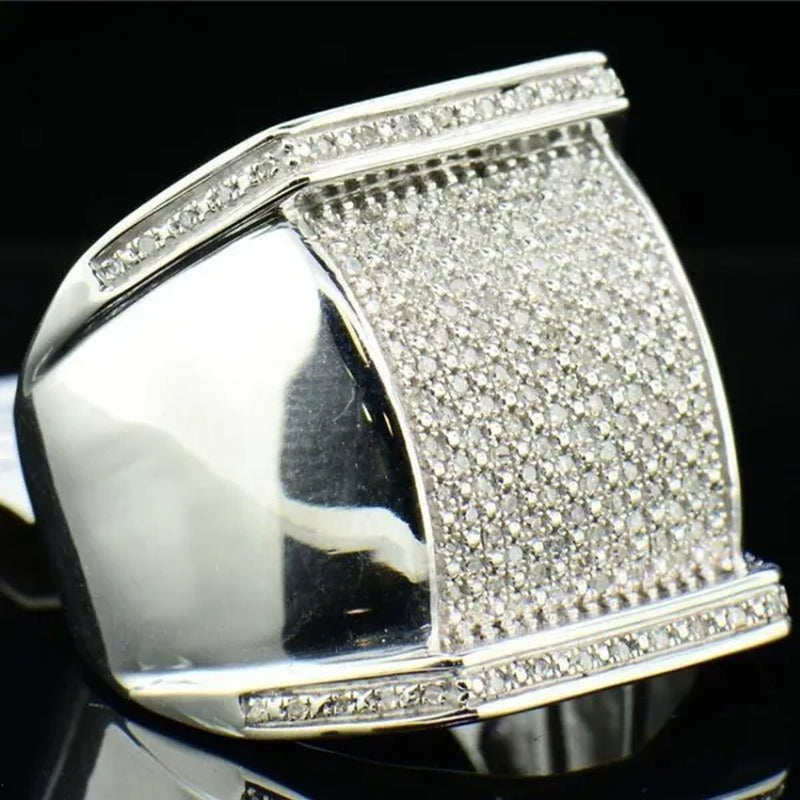 Men's Ring White Stone 925 Sterling Silver Ring Gifts