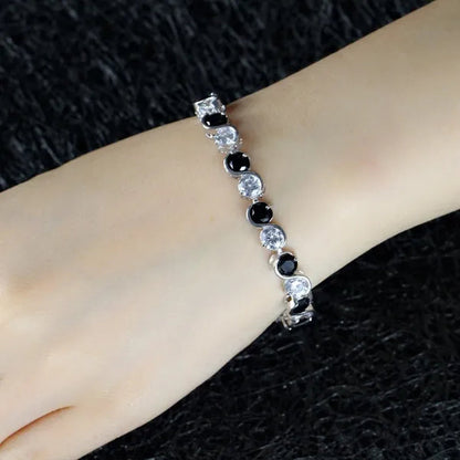 CANDICE White Gold Plated Natural Purple Crystal Bracelets Bangles For Femme Romantic Gift 18CM
