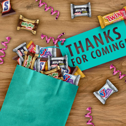SNICKERS, TWIX, MILKY WAY & 3 MUSKETEERS Minis Size Variety Pack Milk & Dark Chocolate Candy Bars (125 Pieces) Bag