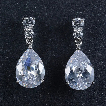 Women's Teardrop Clear CZ Drop/Dangle Natural Gemstone Morganite Stud Drop Dangle Earrings 925 Sterling Silver Wedding Jewelry/Aquamarine/Topaz/Amethyst/RubyEmerald/Sapphire/Black&White Pink Gemstone