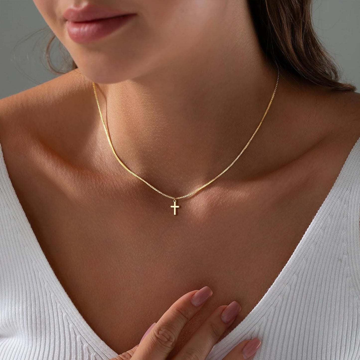Valentines Gifts for Her Teen Girls Kids - Valentines Day Cross Necklace Dainty 14K-Gold-Plated Cross Pendant Necklaces Simple Tiny Necklace Christian Religious Easter Jewelry Gift for Teenage Girl Women