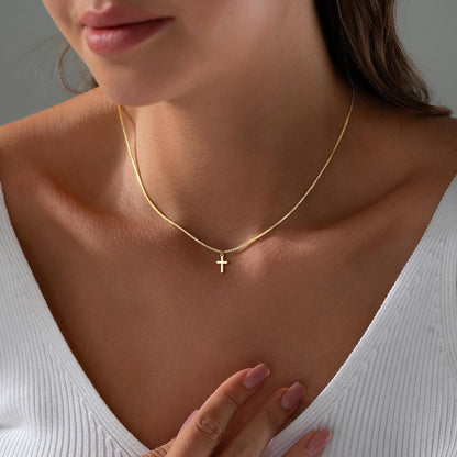 Valentines Gifts for Her Teen Girls Kids - Valentines Day Cross Necklace Dainty 14K-Gold-Plated Cross Pendant Necklaces Simple Tiny Necklace Christian Religious Easter Jewelry Gift for Teenage Girl Women