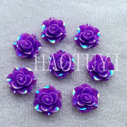 60pcs 10mm New fashion style Flower Rhinestone AB Resin Flatback handsewing gem stones crystal