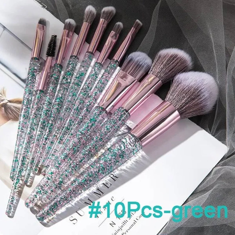 6/10PCS Professional Makeup Brush Diamond Crystal Brush Set Acrylic Handle Foundation Blush Brush Powder Mixed Eye Shadow Tool Kit