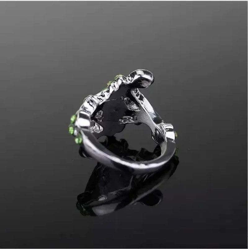 New Hogwarts Slytherin Ring Classic Magic School Charm Green Crystal Tsavorite Wedding Rings 925 Sterling Silver Engagement Rings
