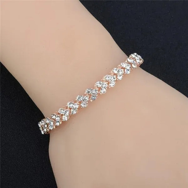 European and American Fashion Roman Style Women'S Zircon Bracelet Shiny Zircon Wedding Engagement Bracelet Valentine'S Day Anniversary Gift Birthday Party Jewelry