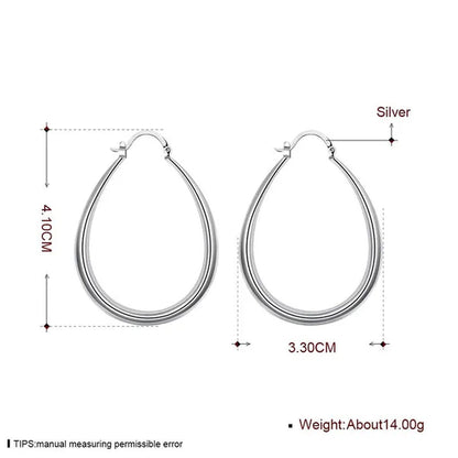 925 Sterling Silver Smooth Circle 41mm Hoop Earrings for Women Lady Gift Fashion Charm Wedding Jewelry