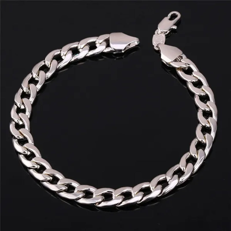 Men Cuban Link Bracelet 18K Stamp Platinum/Rose Gold/Yellow Gold Plated Curb Chain Bracelets