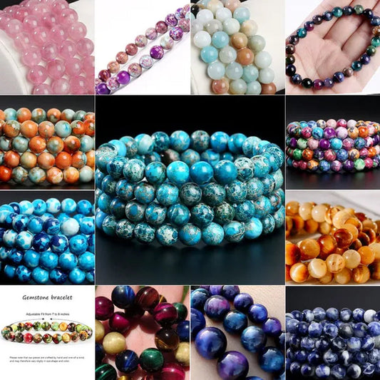 Hot Sale 6-8mm Unisex Natural Stone Bracelet Malachite/Tiger Eye/amethyst/agate/gemstone Bracelet Round Bead Elastic Bracelet Handmade Chakra Treatment Stone Jewelry Ladies Mens Girls
