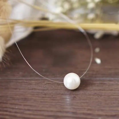 New Fashion Elegant Transparent Invisible Fishing Line Pearl Pendant Necklace