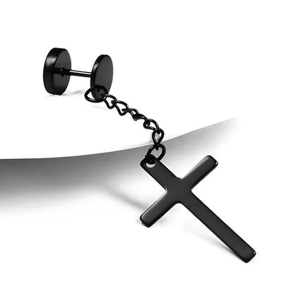 Fashion Barbell Earrings Stainless Cross Earrings Stainless Steel Cross Earrings Men