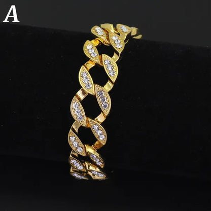 New Men's Women's Fashion Diamond Bracelet  Gold/925 Silver Plated Bracelet Luxury Bracelet Byzantine Chain Cuban Chain Birthday Holiday Gift (8 Inch)