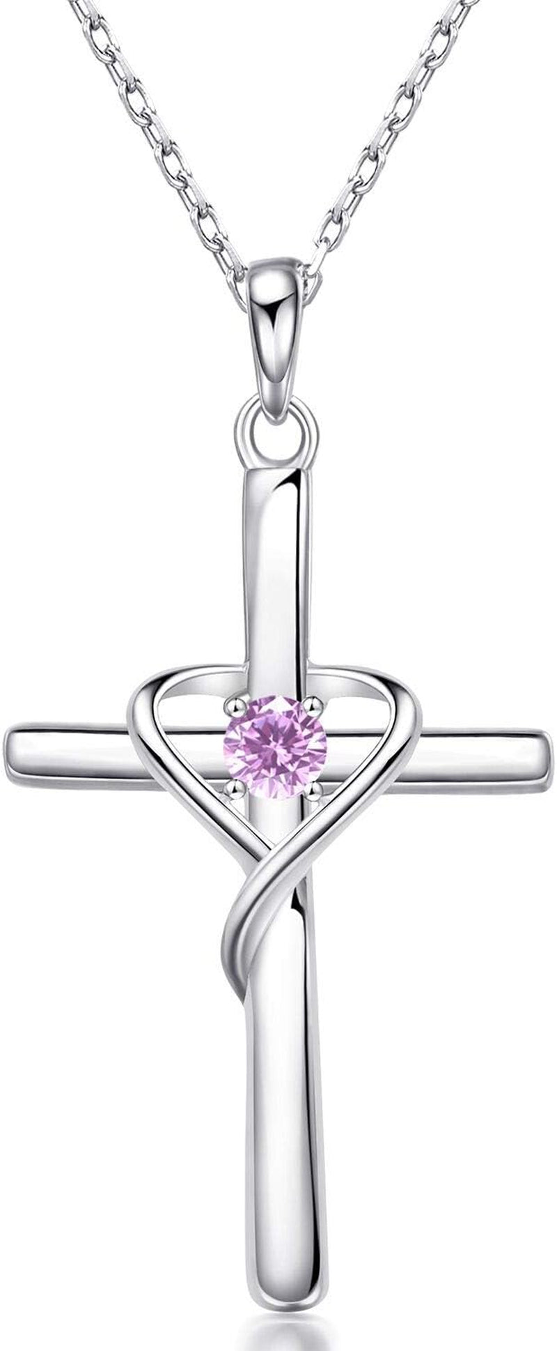 925 Sterling Silver Cross Necklace for Women Teen Girls 14K Gold Plated or Rose Gold Birthstone Necklaces for Teen Girls Gifts for Mother'S Day, Birthday or Anniversary