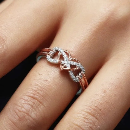 Exquisite 925 Sterling Silver Rings Infinite Love Motif Two-tone Anchor Heart Promise Anniversary Engagement Wedding Jewelry Ring Gift For Women Size 6 - 10