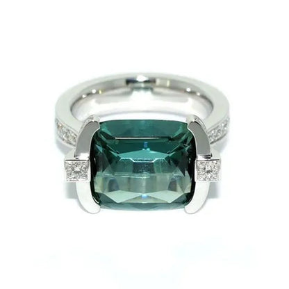 Exquisite Women'S 925 Sterling Silver Tsavorite Ring Princess Bride Wedding Engagement Band Jewelry Rings Size 5-11