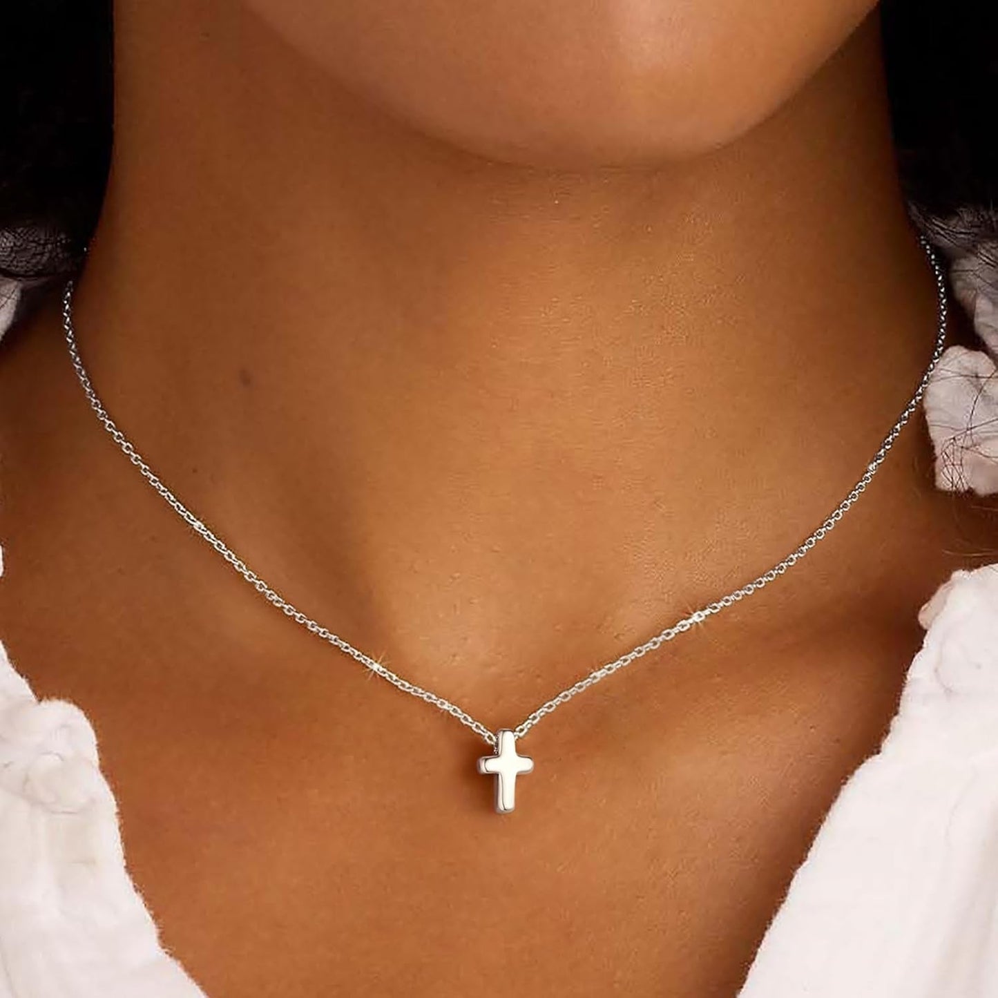 Valentines Gifts for Kids Girls -Cross Necklace for Women Teen Girls, Dainty 14K Real Gold Plated Cross Pendant Necklace Sideways Cross Choker Layered Necklace Gifts for Women Girl