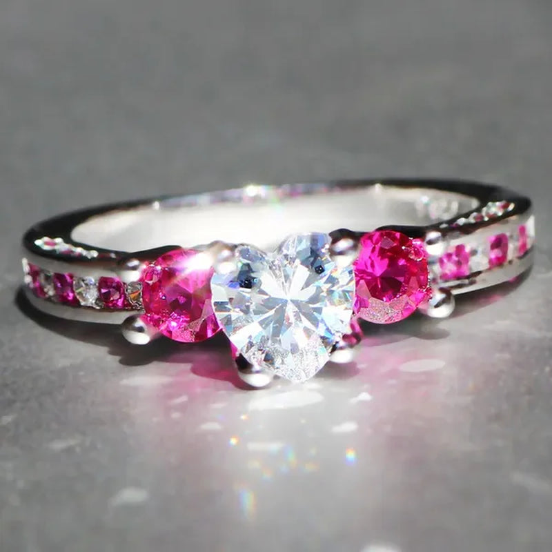 Luxury  Silver Crown Ruby Ring Natural Stone Birthstone Gemstones Engagement Rings Wedding Anniversary Bride Women Square Crossing Set Ring Size 6 7 8 9 10