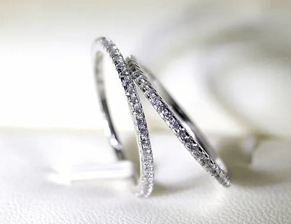 Luxurious Jewellery Women pave full Diamond Stone cz 925 Sterling silver Wedding Ring Size 5-10