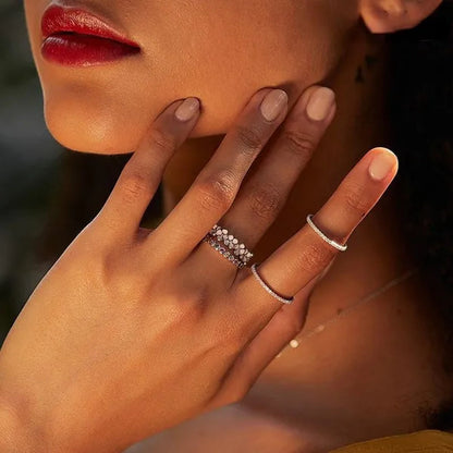 Exquisite Bridal Engagement Wedding Ring Pink Flower Wreath Rings for Women Jewelry