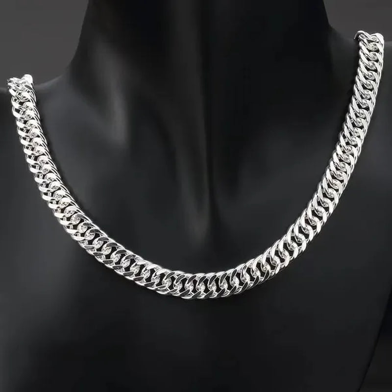 Solid 925 Sterling Silver Men's 10mm Noble Luxury Charm Fashion Chain Necklace