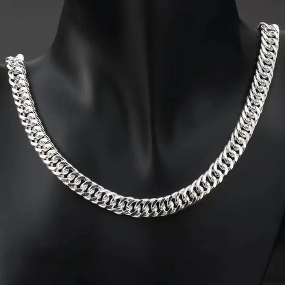 Solid 925 Sterling Silver Men's 10mm Noble Luxury Charm Fashion Chain Necklace
