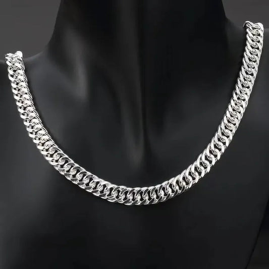 Solid 925 Sterling Silver Men's 10mm Noble Luxury Charm Fashion Chain Necklace