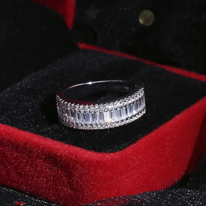 For Beauties! 1PC  Pave Setting Square Heart Oval T-Shape Simulated Diamond CZ Eternity Band Engagement Wedding Stone Rings
