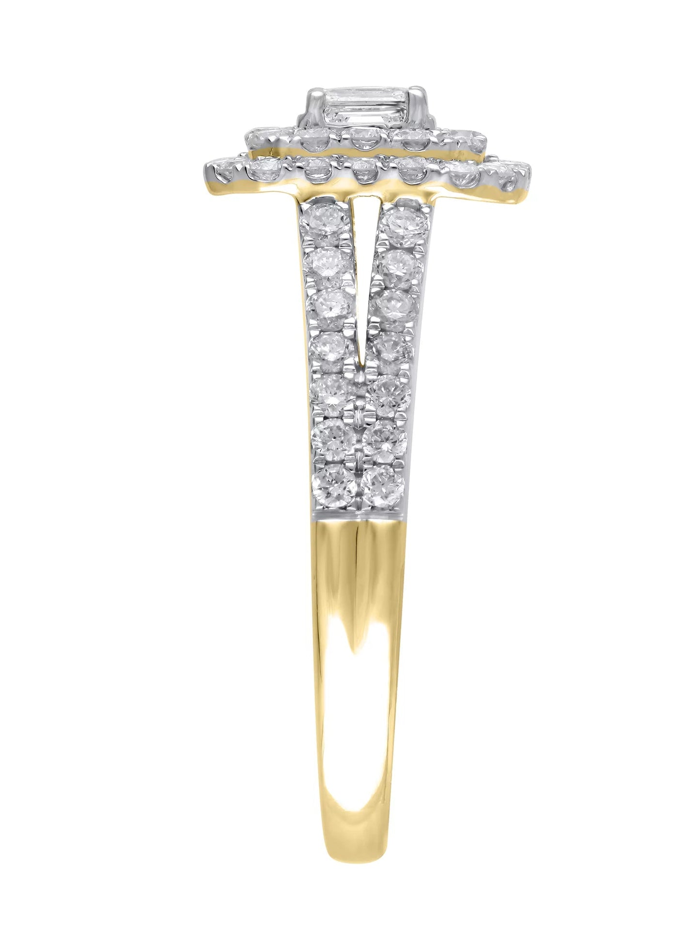 1 Carat T.W. (I2 Clarity, H-I Color)  Emerald Cut Diamond Engagement Ring in 10Kt Yellow Gold, Size 7