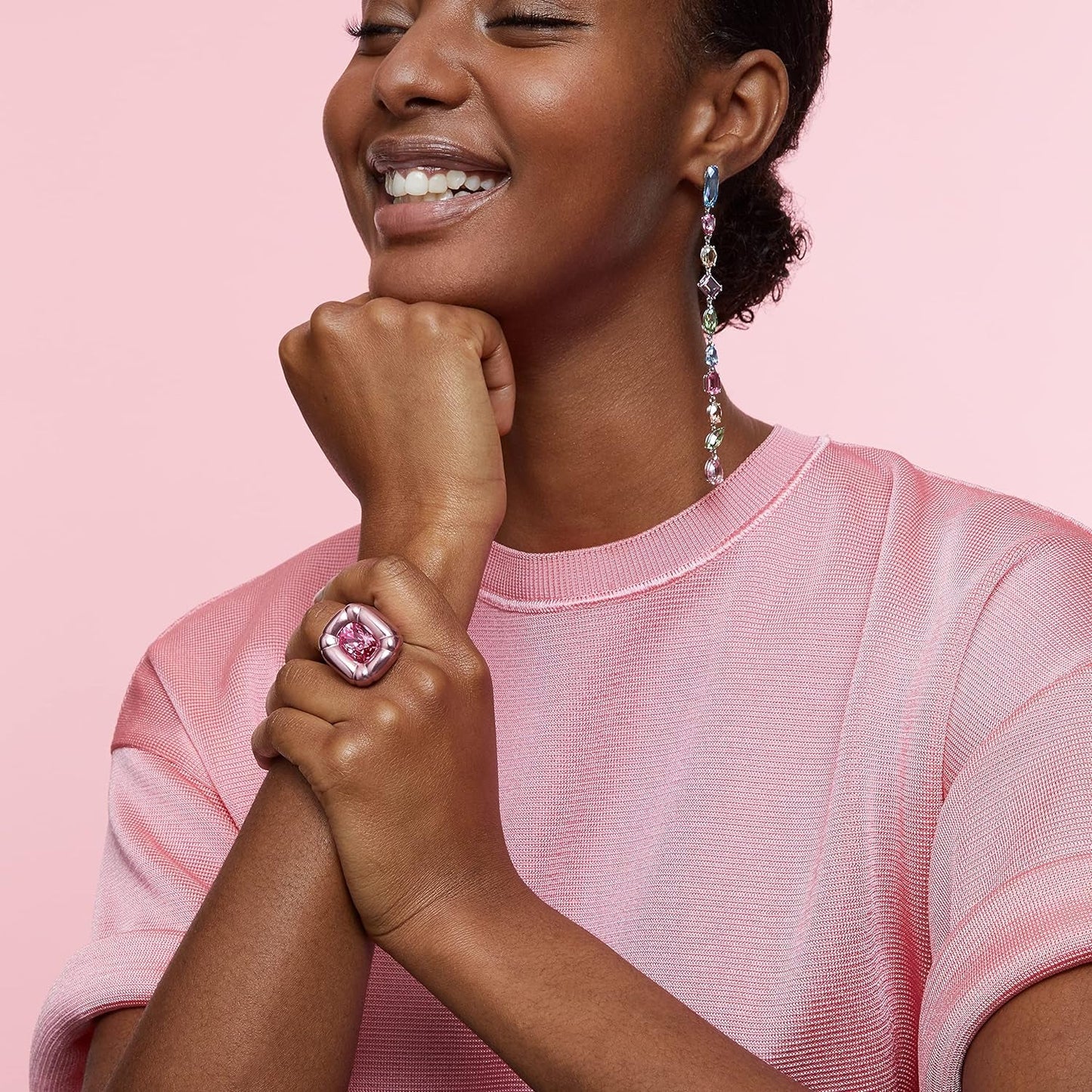 Dulcis Cocktail Ring Jewelry Collection, Pink Crystals