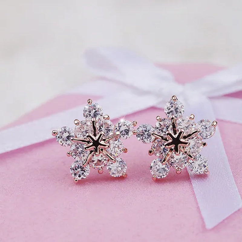 Elegant Stud Earrings Christmas Winter Snowflake Earrings Women Simple Jewelry