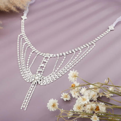 Rhinestones Sexy Shoulder Bra Body Chain Fringe Tassels Body Jewelry Wedding Arm Chain Summer Beach Bikini Shoulder Harness for Women Brides
