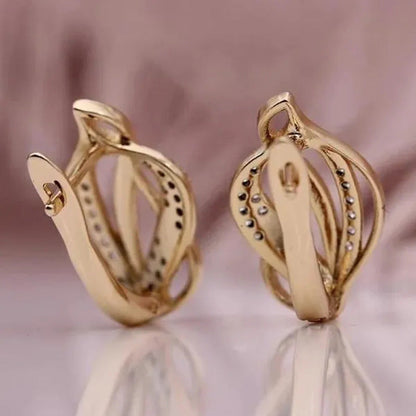 Trendy 18K Gold Diamond Infinity Earrings for Women Bridal Wedding Huggie Earrin