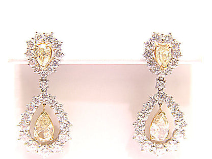 ADORABLE CERTIFIED FANCY YELLOW DIAMOND DANGLE NATURAL PEAR SHAPE DIAMOND