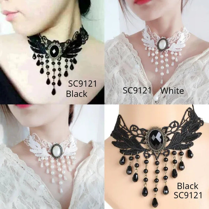 White Lace Necklace Chokers Black Collares Vintage Style Female Gothic Wedding R