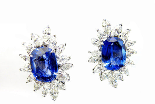 SAPPHIRE TWO OVAL SHAPE SET DIAMOND 18 MARQUISE AND 12 PEAR SHAPE EARRING