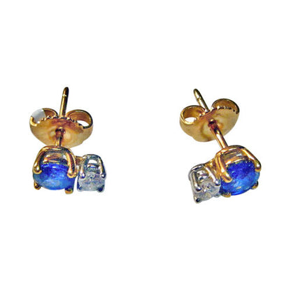 SAPPHIRE ROUND SHAPE SET WITH ONE DROP DIAMOND EACH STONE