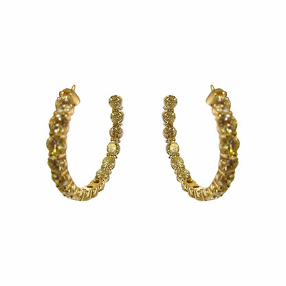 DIAMOND HOOP EARRING ROUND BRILLIANT INSIDE OUTSIDE SET DIAMOND EARRING