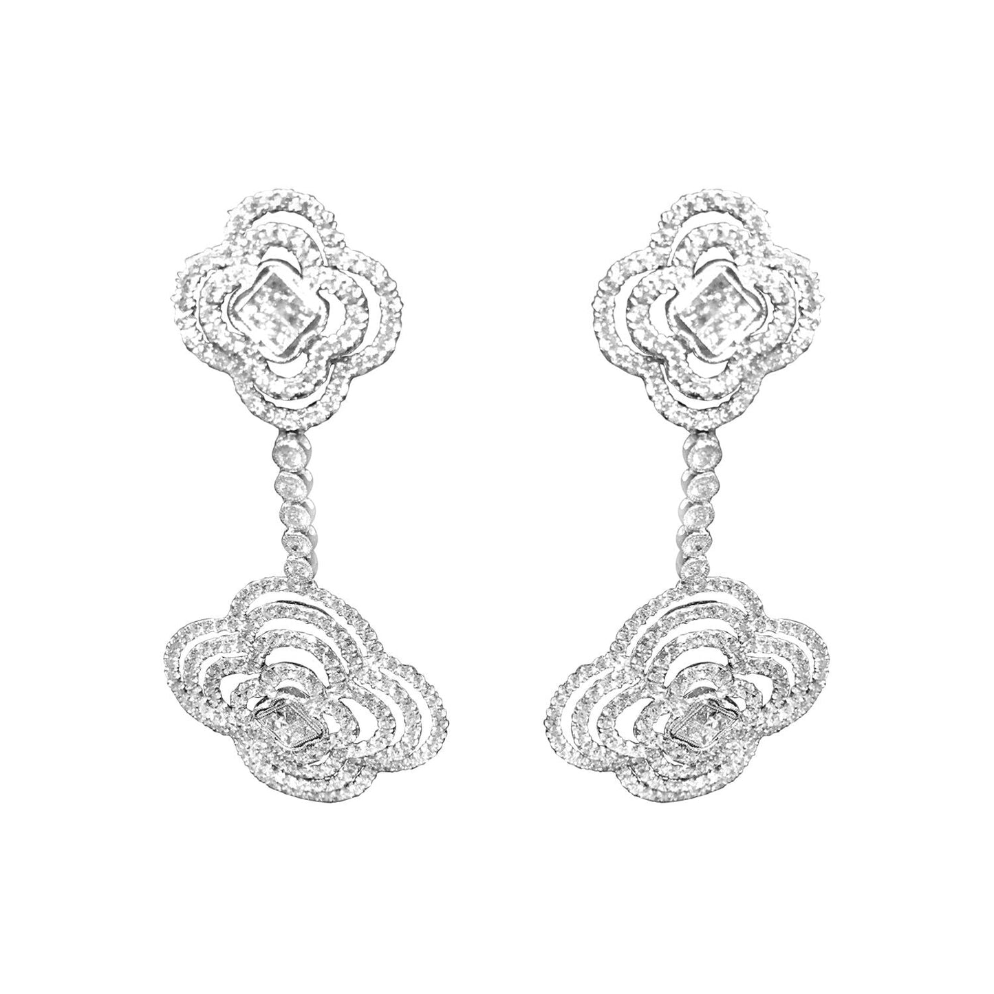 DIAMOND ROUND BRILLIANT SHAPE PRINCESS SHAPE DANGLE EARRING