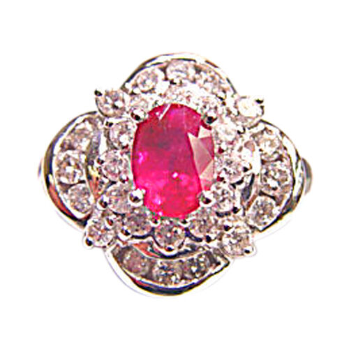 RUBY OVAL SHAPE 1.09 CT DIAMOND .88 CT RUBY DIAMOND RING RUBY RING 18 KARAT GOLD