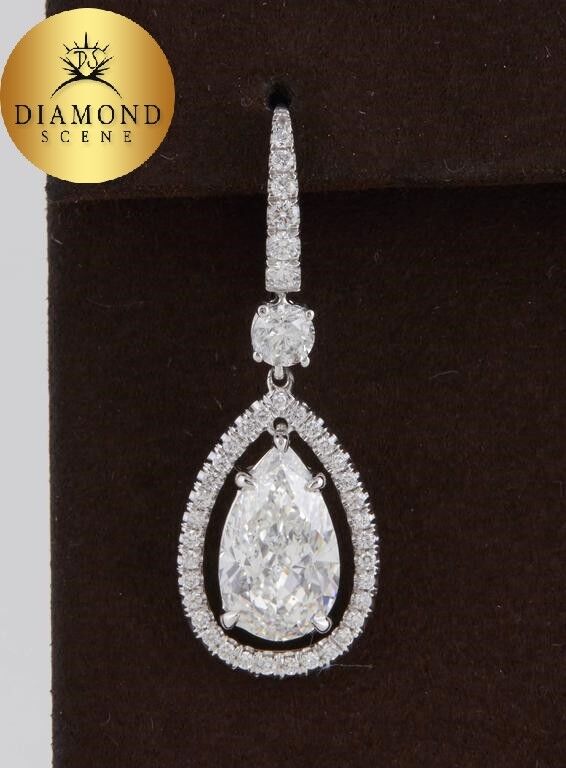 GIA Certified Pear Shaped Diamond Drop Earrings