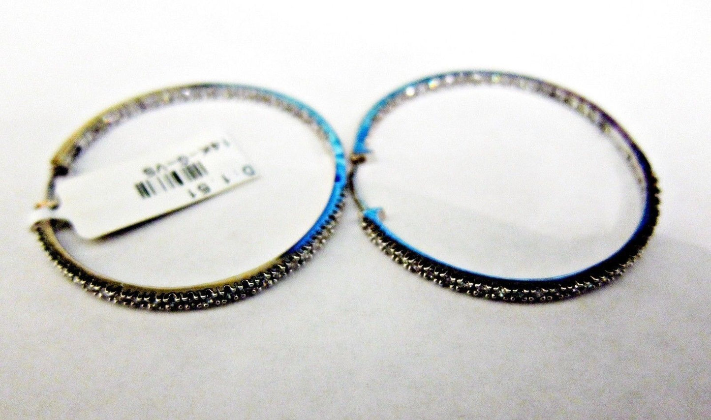 1.51 CT DIAMOND INSIDE OUTSIDE SET THIN DIAMOND HOOP EARRING HOOP EARRING 14 K